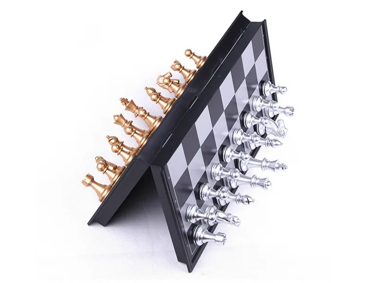 25 см складной магнитный дорожный Шахматный набор для детей или взрослых Шахматная настольная игра(золотые и серебряные шахматы) Дорожные игры