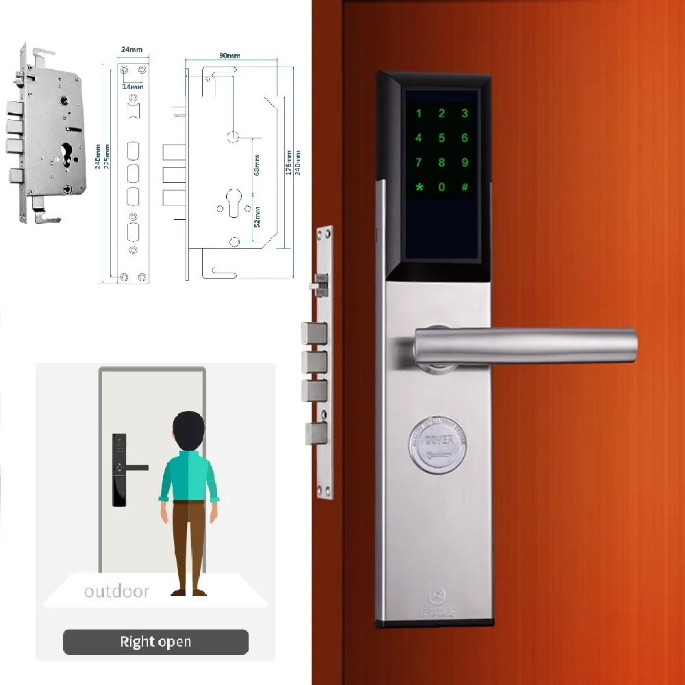 Option 1(Right Open) Bluetooth приложение умный дистанционный замок без ключа, электронная карта и цифровой пароль и ключ доступа для дома и отеля и квартиры BNB и т. Д - Цвет: Option 1(Right Open)