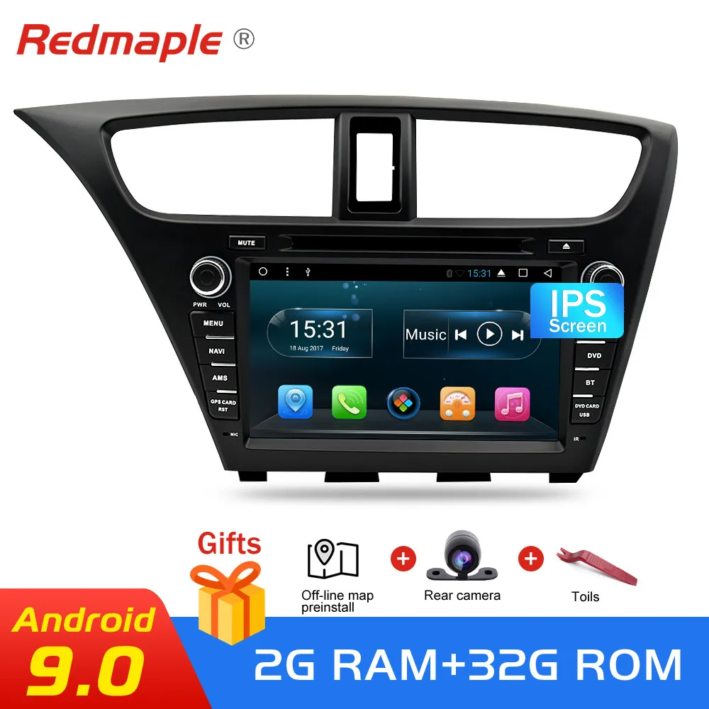 Android 9,0 автомобильный Радио DVD НАВИГАЦИЯ мультимедийный плеер для Honda Civic хэтчбек 2013 Авто аудио gps Bluetooth стерео