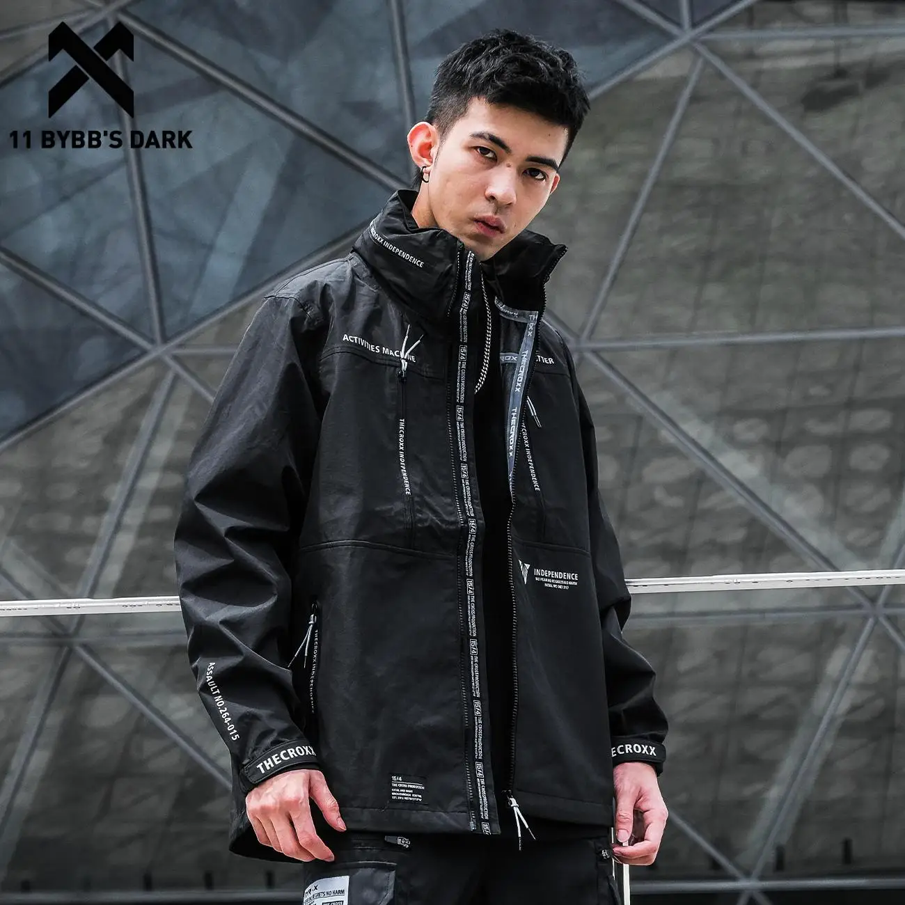 

11 BYBB'S DARK Detachable Hooded Zipper Cargo Jackets Techwear Windbreaker Coats Outwear Streetwear Tactical Function Jacket