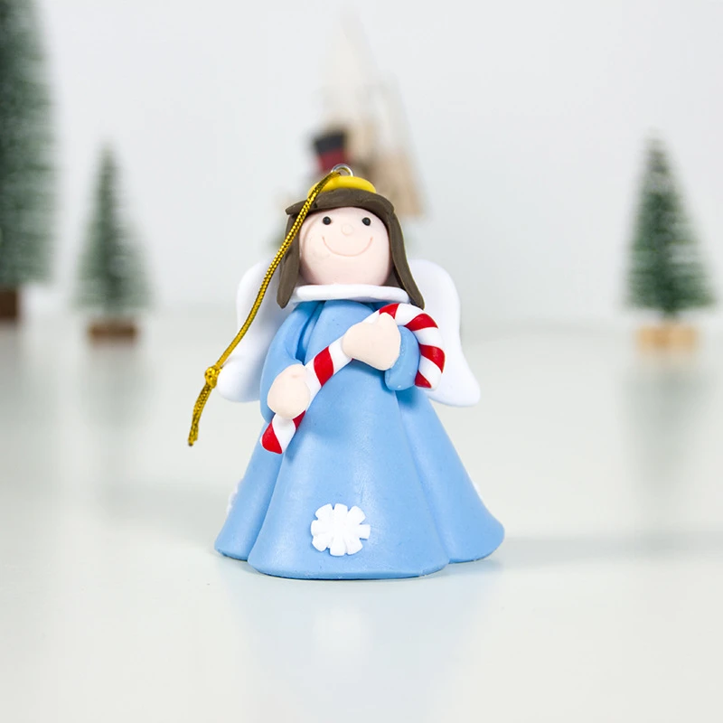 Angel-Blue Noel Cute Angel Dolls Soft Pottery Pendant Christmas Decorations for Home Christmas Tree Ornaments Navidad New Year Gifts - Цвет: Angel-Blue