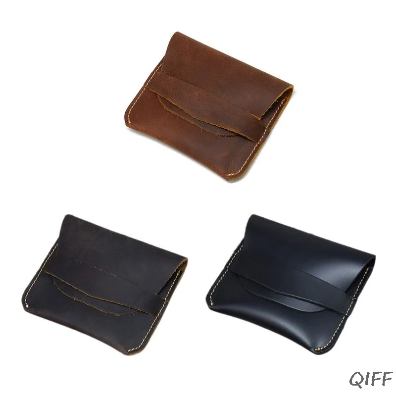 Unisex Genuine Leather Coin Card Key Case Change Pouch Mini Purse Wallet Bag
