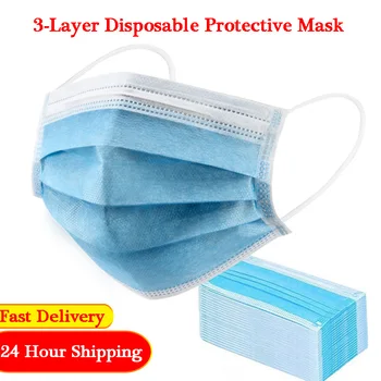 

50PCS Face Mask Disposable Protective mask 3 Layer Face Mask Anti Dust mask Safety Masks Mouth mask 24 Hours shipping