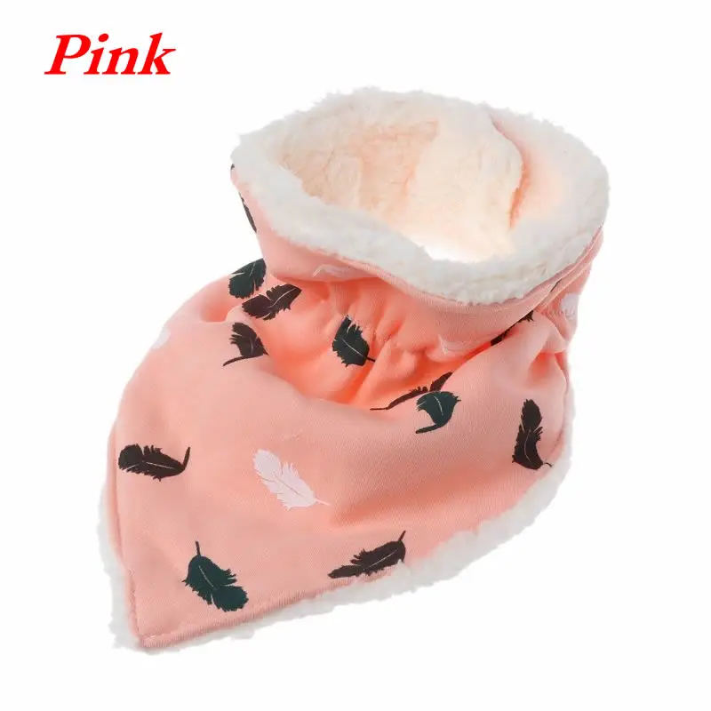 Pink Детский зимний теплый милый слюнявчик для кормления; мягкая одежда для малышей; плотный теплый треугольный шарф; слюнявчик; полотенце; 85WA - Color: Pink