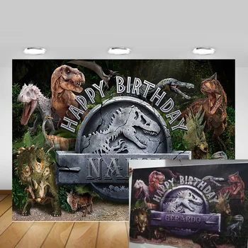 

Cartoon Photography Backdrops Jurassic Park World Dinosaur Birthday Cake Table Photo Background Party Backdrops Photo Studio