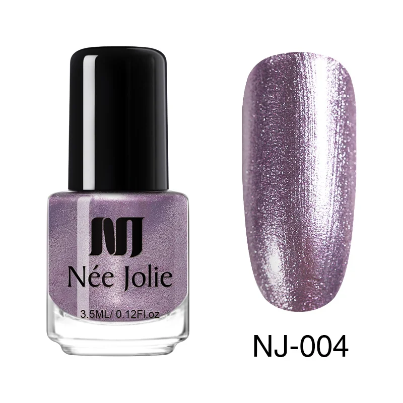 Glitter NJ-004 NEE JOLIE 3,5 мл Серебряный зеркальный лак для ногтей цвета розового золота прозрачный цвет 7,5 мл стойкий лак для ногтей Быстросохнущий лак для ногтей - Цвет: Glitter NJ-004
