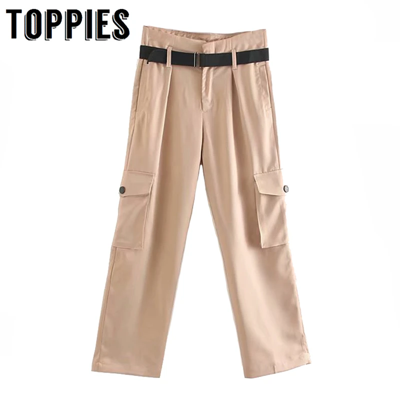 

Cargo Pants Women High Waist Side Pockets Straight Pants Streetwear Female Trousers Korean Style Joggers
