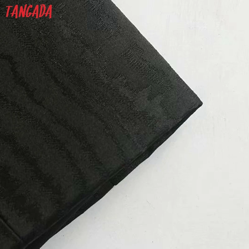 Tangada женское черное мини-платье с бантом на поясе с v-образным вырезом и пышными рукавами винтажные женские вечерние сексуальные мини-платья vestidos 5Z48