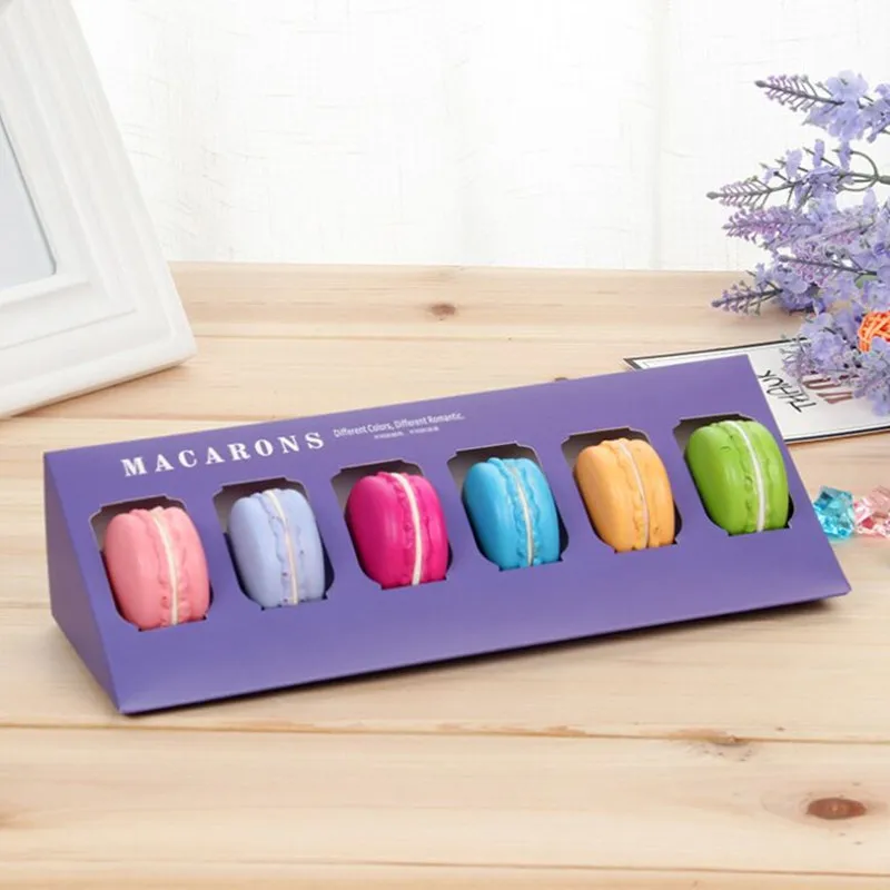 5pcs High Quality six color for wedding or party use macaron boxTransparent macaroon box with open window and plastic paper box - Цвет: same as pic
