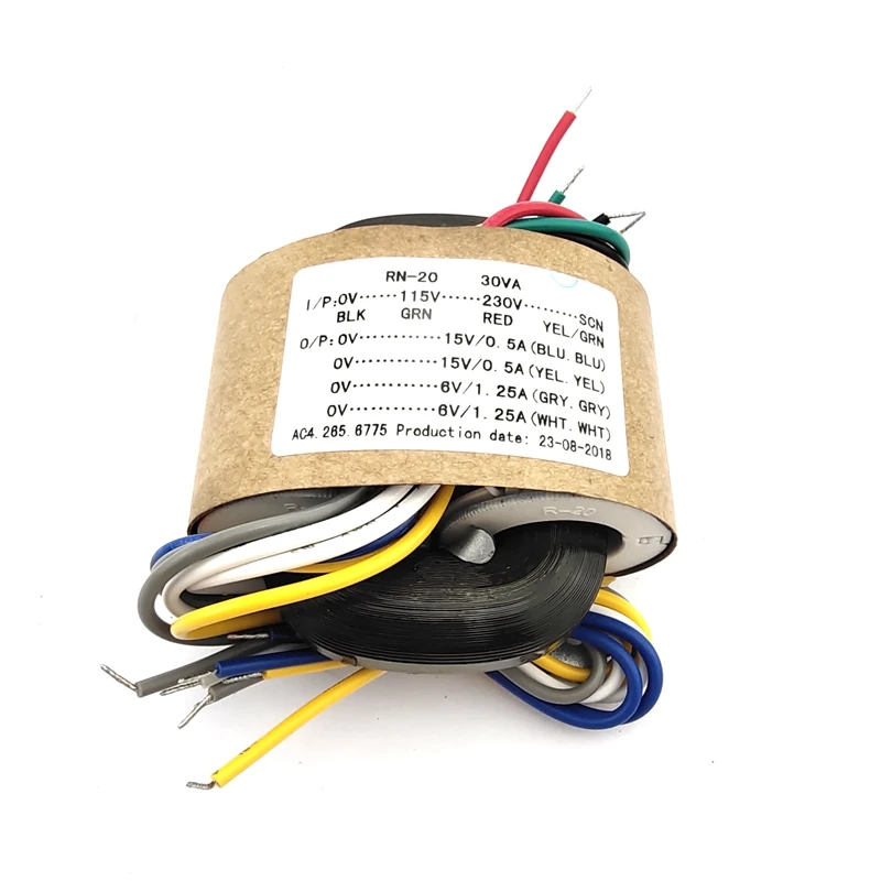 Transformador де corrente R типовой трансформатор напряжения 30 Вт dual 15V+ двойной 6V R крупного рогатого скота и повышающий трансформатор медного провода 115 V-230 V