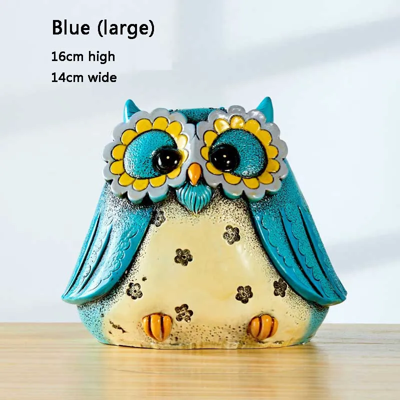 Blue (large) Cute Large Owl Piggy Bank Kids Money Box Cash Paper Coin Safe Saving Box Jar alcancias Cartoon Ceramics Moneybox Deposit Machine - Цвет: Blue (large)