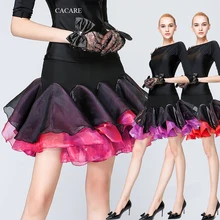 Cacare пачка латиноамериканских танцев юбки для танцев костюмы Для женщин Танго Хлопушки Самый дешевый 3 варианта D0335 сборками и скругленным вырезом