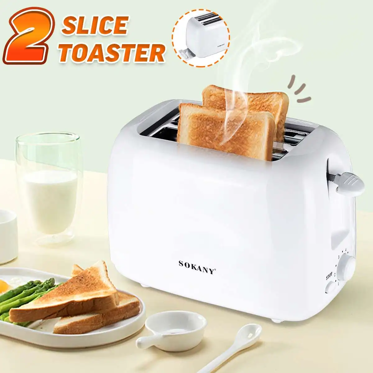 

700W Toaster Automatic 2 Slice Breakfast Sandwich Maker Machine 220-240V Home Office Toasters 6-speed Baking Cooking Appliances