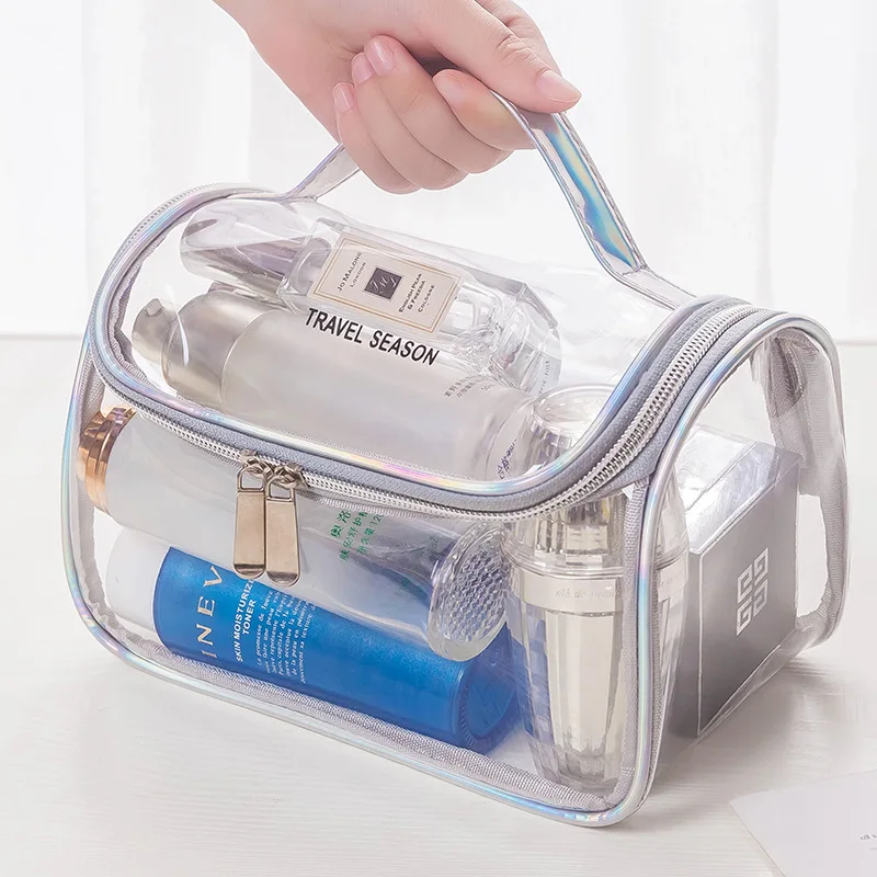 

Fashion Transparent Laser Travel Makeup Bag Women Handbag Zipper Wash Organizer Storage Beauty Make Up Waterproof Cosmetic Case