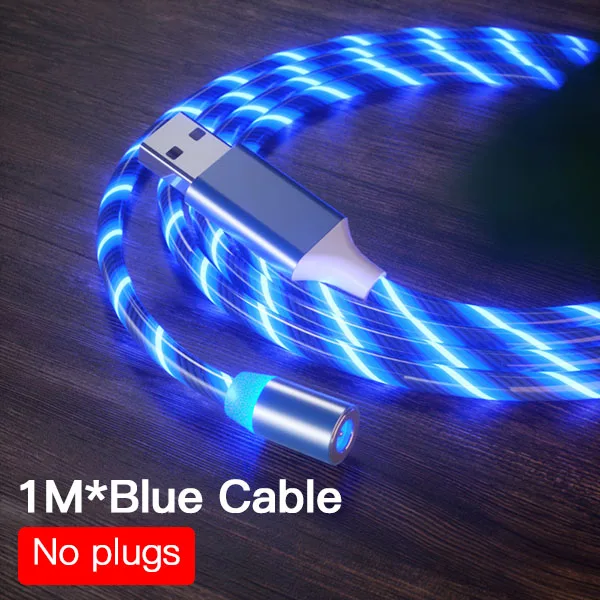 Only Blue Cable 1M ACCEZZ Магнитный кабель для быстрой зарядки светодиодный кабель Micro usb type C для iPhone X 7 8 11 XS samsung Магнитный шнур для Android - Цвет: Only Blue Cable 1M