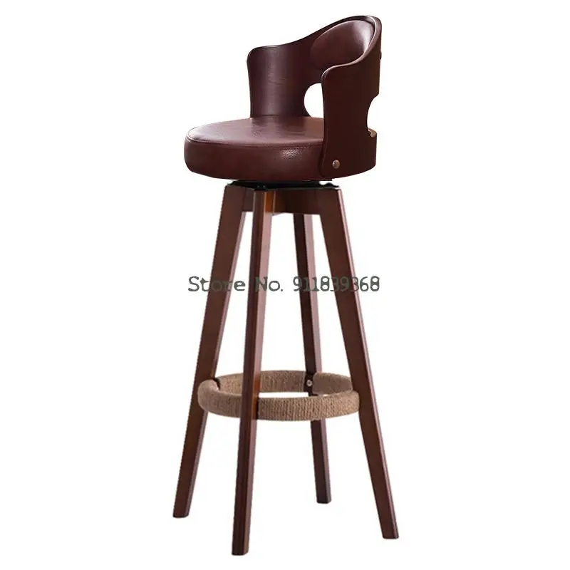 Solid Wood Rotary Bar Chair Family Modern Simple High Foot Front Desk Cashier Milk Tea Shop | Мебель