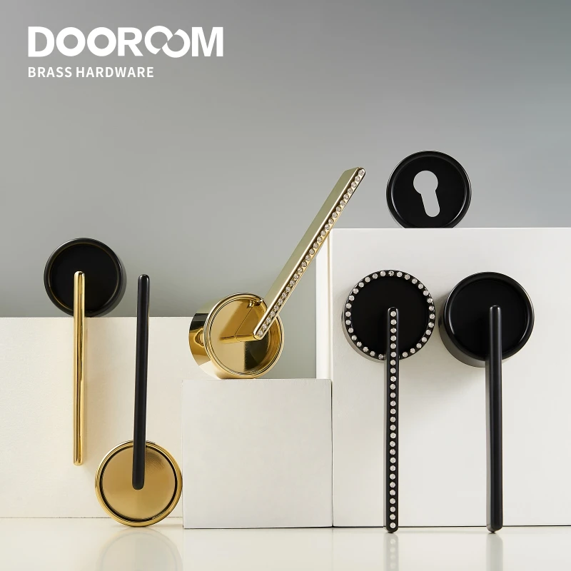 Dooroom латунный дверной замок набор современный черный PVD золотой интерьер спальня