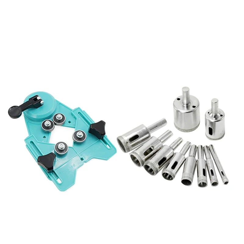10Pc Adjustable Diamond Drill Bit Tile Glass Hole Saw Guide Openings Locator+Sucker