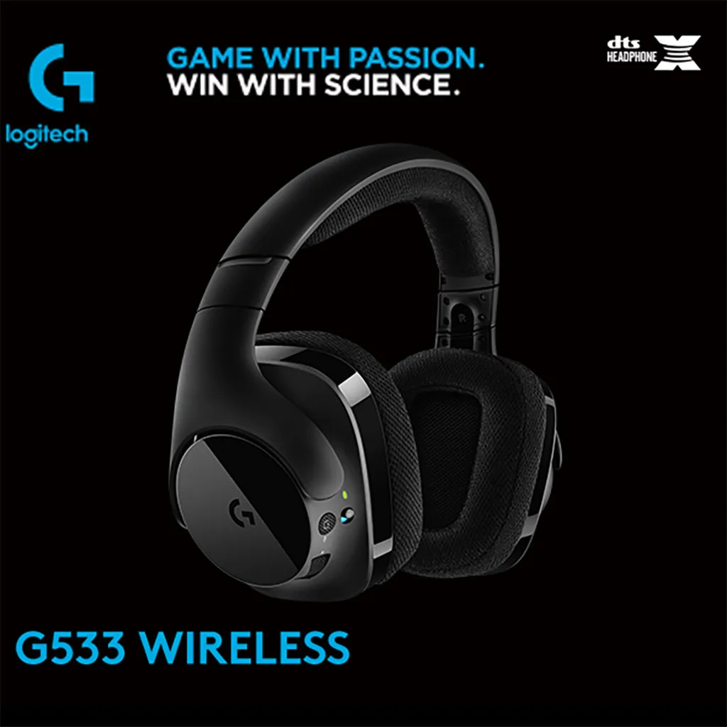 Беспроводные Игровые наушники logitech G533 7,1 с объемным звуком, гарнитура DTS Ear Fone с микрофоном для геймеров, для компьютера, ПК