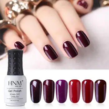 

HNM 8ML 6Pcs Set Gel Nail Polish Red Color Series Soak Off Nail Varnish UV LED Semi Permanent Salon Manicure Cherries Red