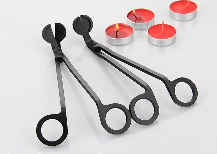 

50pcs/lot 17CM Stainless Steel Candle Wick Trimmer Oil Lamp Trim Scissor tijera tesoura Cutter Snuffer Tool Hook Clipper
