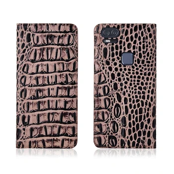 

Crocodile pattern genuine leather phone case card slot holder for Asus ZenFone 3 Zoom ZE553KL flip case stanging phone cover
