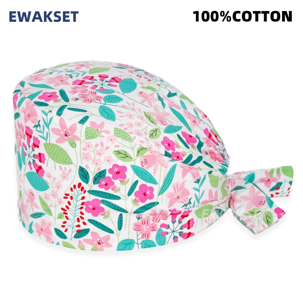 Unisex Soft Scrub Cap Cartoon Printing Scrubs Hat for women surgicals hat women's and men operating room hat Nursing accessories 5