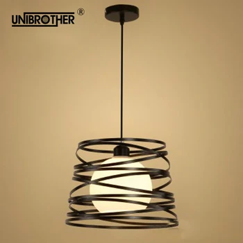 

Simple hanging Lamp Iron Spiral Pendant Light Lights 32cm Black White for Kitchen Island Restaurant home lighting Industrial
