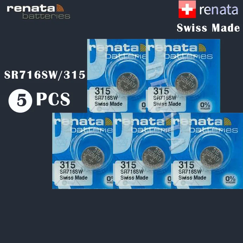 5 шт./партия Renata 315, долговечные SR716SW SR716 1,55 V швейцарские часы с серебряным оксидом батарея Renata 315
