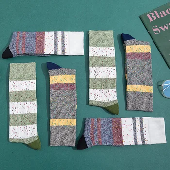 

2020 Thicken Men's Cotton Socks High Quality Warm Striped Dot Business Happy Socks Autumn Winter For Male Compression Socks
