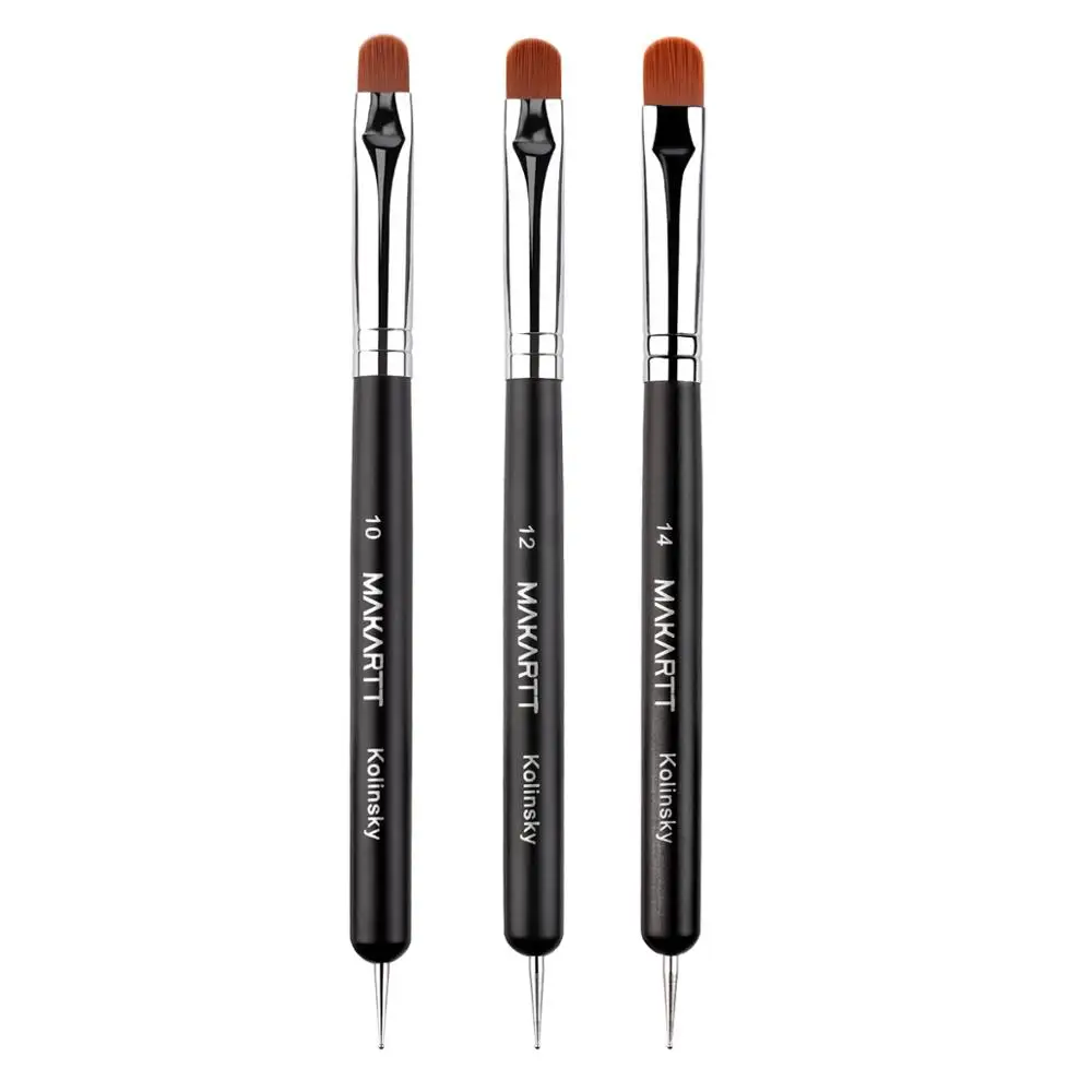 3PCS brush set Makartt, 2 способа, полигелевая Кисть для ногтей, ручка для раскрашивания ногтей, УФ-гель, акриловая кисть для ногтей, профессиональная кисть для французского маникюра, кисть для дизайна ногтей - Цвет: 3PCS brush set