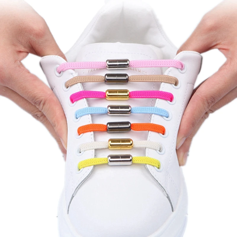 

New Flat Elastic Shoelace Round Capsule metal lock Man and woman universal No tie shoelaces Suitable for all shoes Lazy lace
