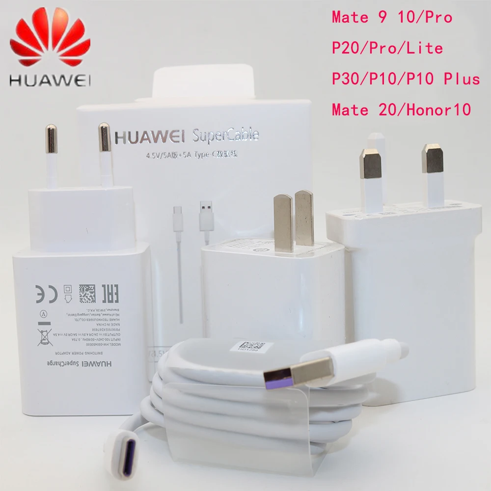 Оригинальное быстрое зарядное устройство HUAWEI Mate 9 10 20 Pro P20 суперзарядка