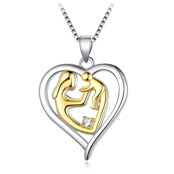 

Dorado Mom and Baby Necklaces 925 Sterling Silver Personalized Love Heart Shape Pendant Jewelry Mother's Day Gift 2020 New