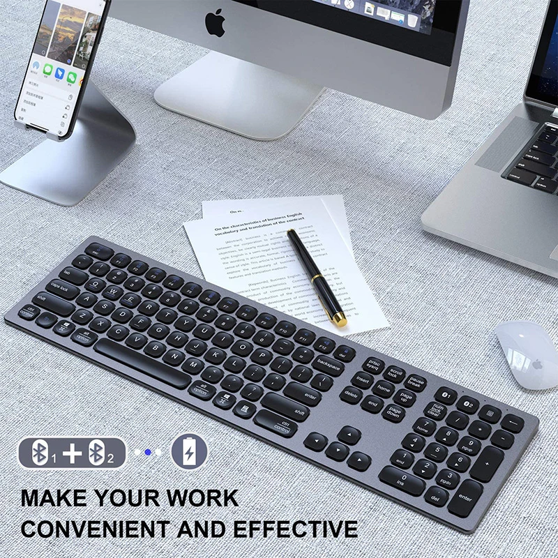 USB клавиатура SeenDa Аккумуляторная алюминиевая с поддержкой Bluetooth и Type C|Клавиатуры|