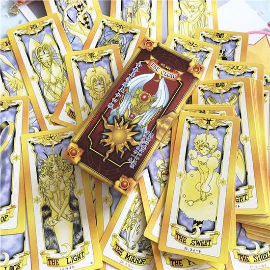 Аниме Cardcaptor Sakura Clow Card cosplay prop KINOMOTO SAKURA Card captor карты с Сакурой Таро 1 комплект Прямая поставка - Цвет: Красный