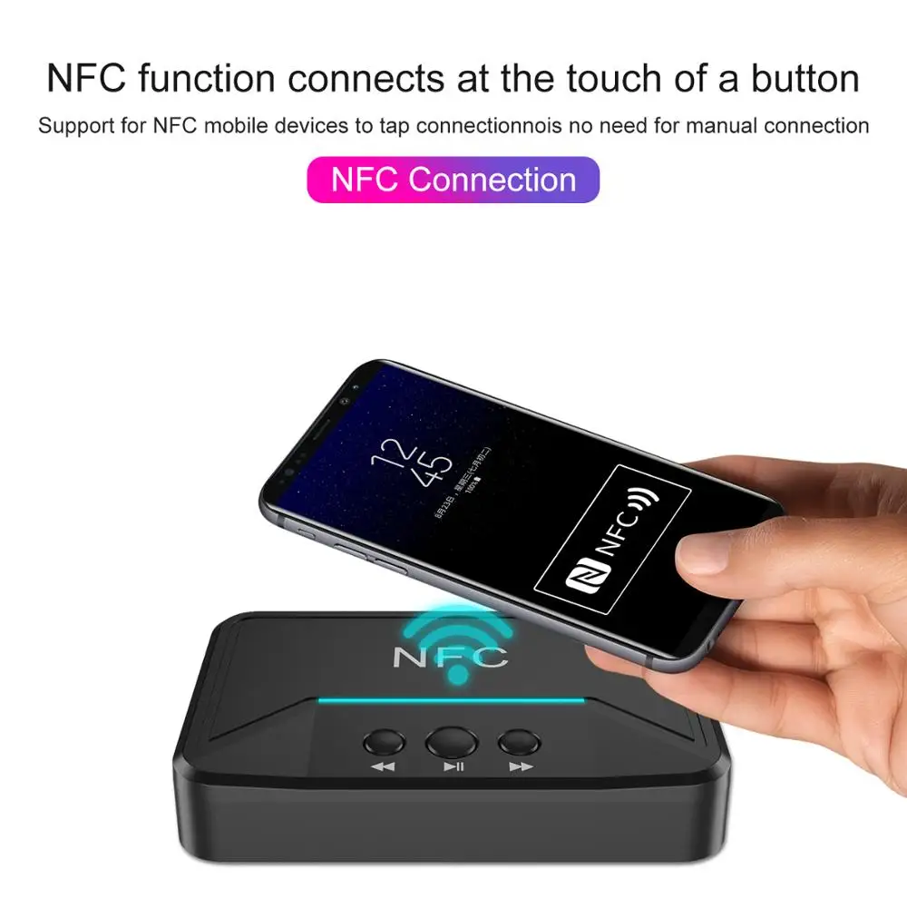 NFC 5 0 Bluetooth Receiver Smart A2DP RCA AUX 3 5MM Jack Wireless Adapter Suppotr USB Play For CAR Home Speaker Headphone