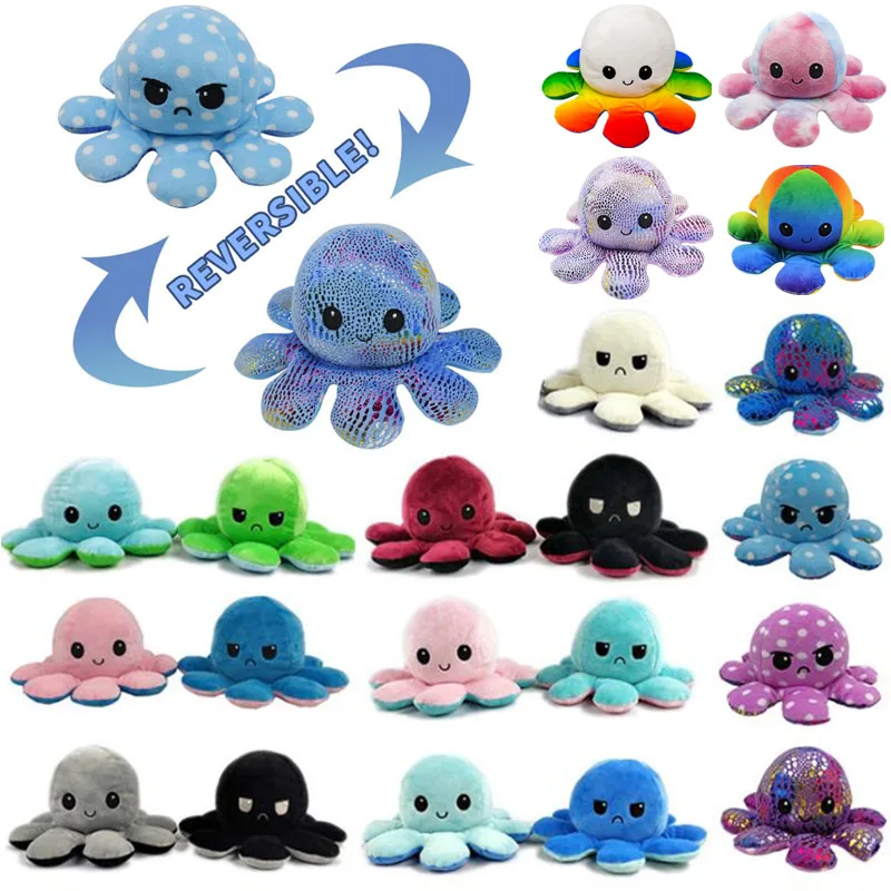 

25 styles Color Reversible Flip Octopus Stuffed Plush Doll Simulation Reversible Plush Toy Octopus Plush Filled Child Toy