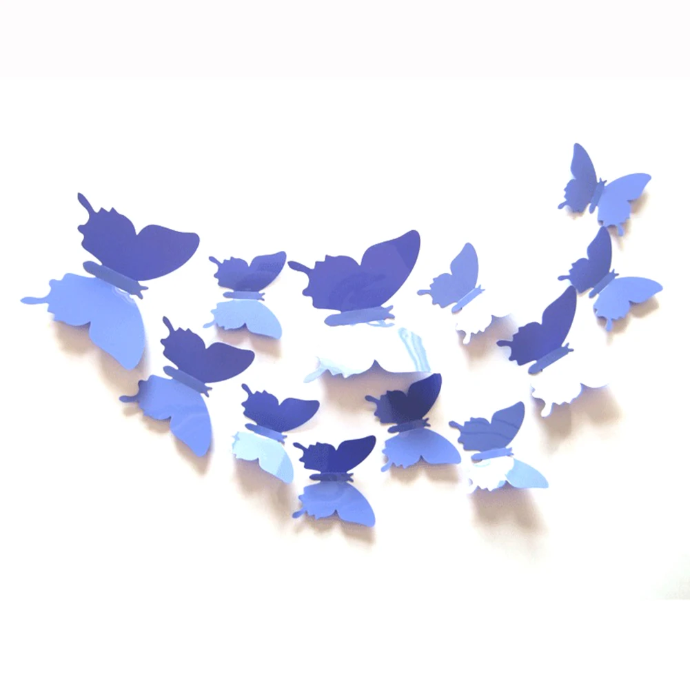 12Pcs/set Multicolor 3D Decorative Butterfly Shape Wall Art Stickers PVC Butterflies Party Kids Bedroom Fridge Home Decoration