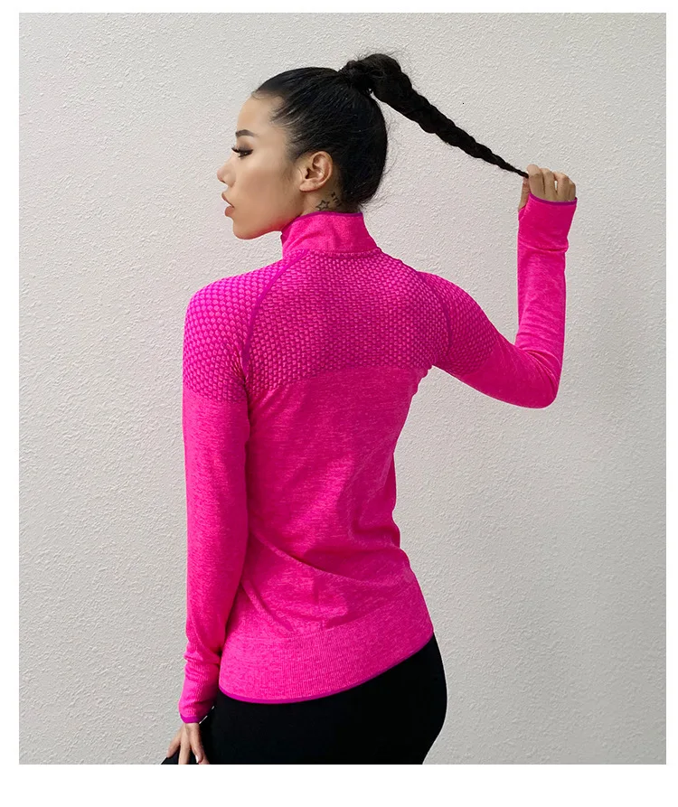 Женские рубашки для йоги с молнией спереди, спортивный топ с длинным рукавом для йоги, эластичный Быстросохнущий Спортивный костюм, Женская куртка для бега