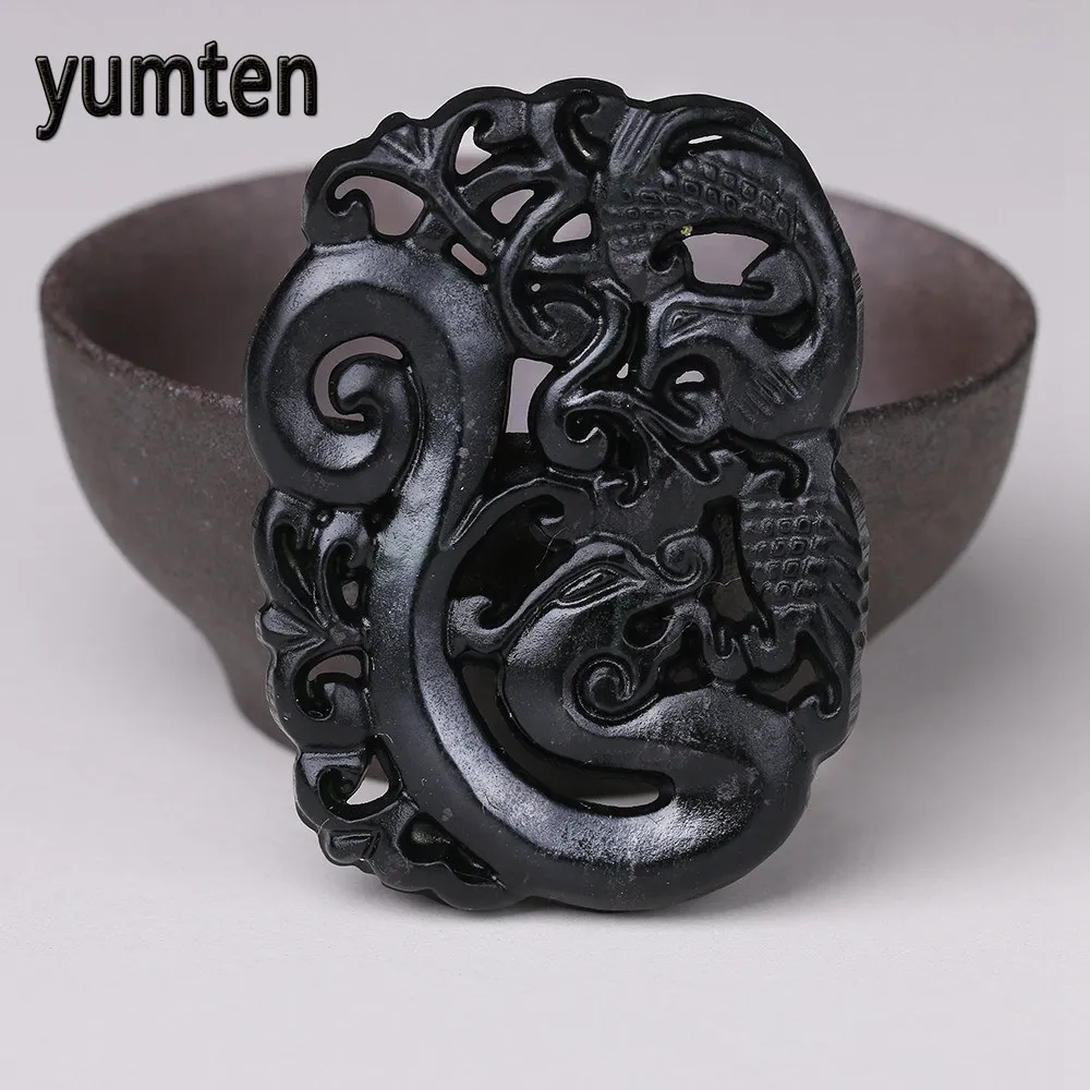 

Men Jewelry Chalcedony Pendant Women's Necklace Hand Carved Hollow Retro Gift Punk Overwatch Gothic Dragon Mermaid Om