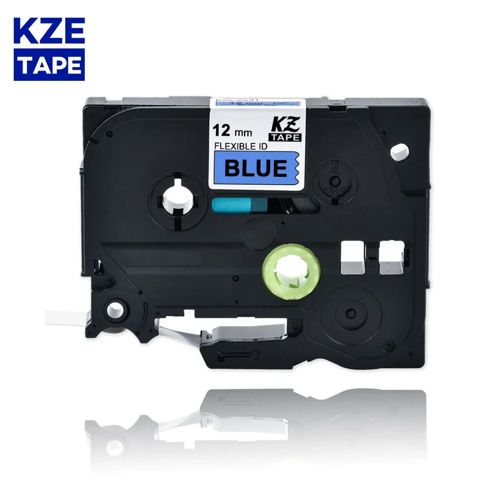 12 мм Tze-FX531 Гибкая этикетка черный на голубом ламинированная лента гибкий кабель