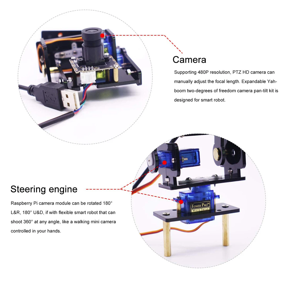 Модуль камеры Smart Vision sensor Pan-Tilt Kit с 2 шт. микро сервоприводы умный робот HD камера для Raspberry Pi-камера PTZ версия