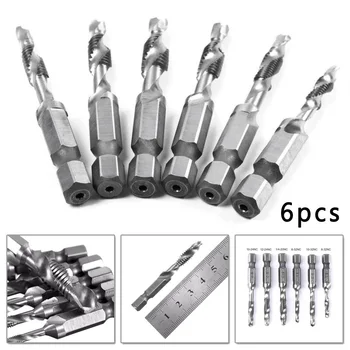

1/4in Drill Bit Hex Shank Set Kit Drilling Tapping Silver 6.35mm Spiral