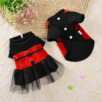 

Couple Dog Clothes Pet Bows Tie Pullover Warm Sweater Dog Clothes Pet Dog Clothes Small Dogs Clothes