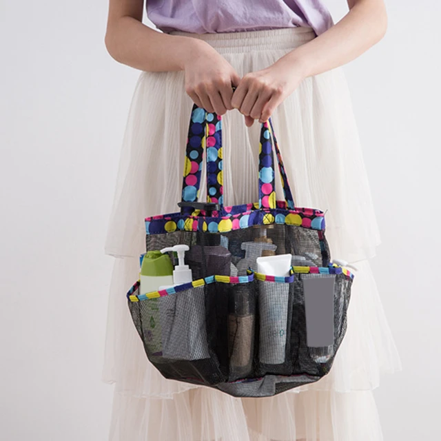 Fürdőszürke Szervezőzsák Tárolózsebek Hordozható Háló Zuhany Caddy Gyors Száraz Tote Új 7 Dupla Fogantyú