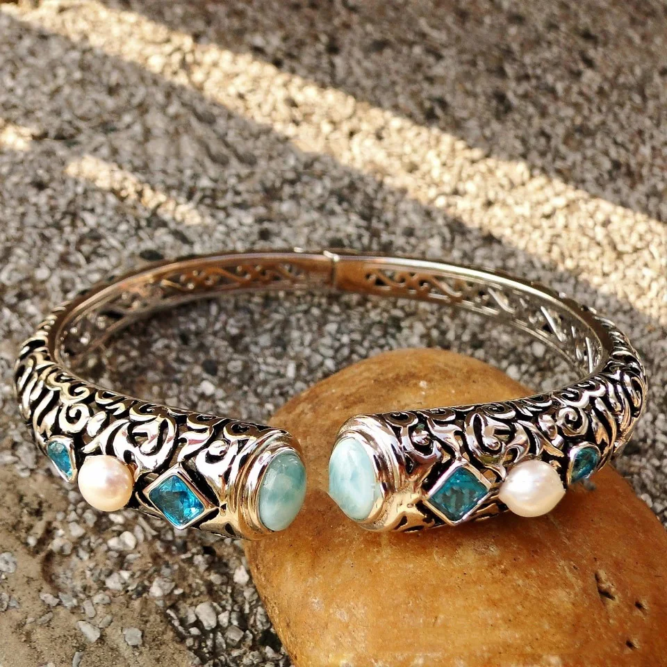 New Women Jewelry High Quality Natural Larimar Bracelet Nice Larimar