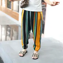 Летние тонкие повседневные штаны-шаровары для мальчиков и девочек, пляжные противомоскитные штаны