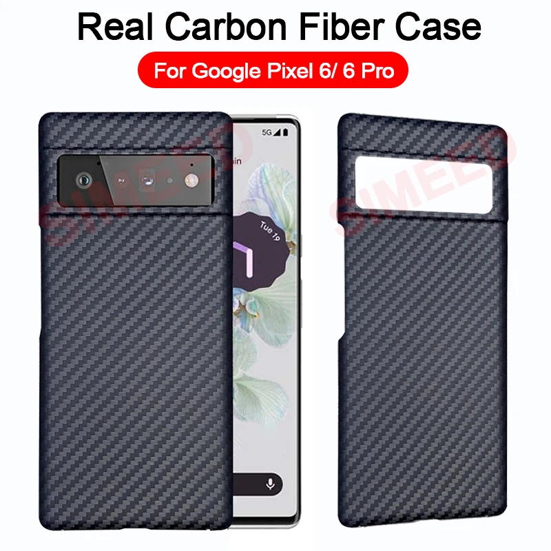 For Google Pixel 6 Pro Case Ultra Thin Real Carbon Fiber Capa For