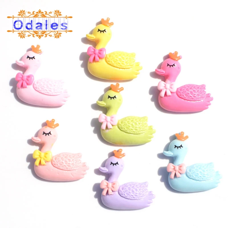 

32Pcs/lots Bow Duck Wedding Decoration Resin Scrapbooking Flat Back Planar Cartoon Animal DIY Resin Cabochons Accessories
